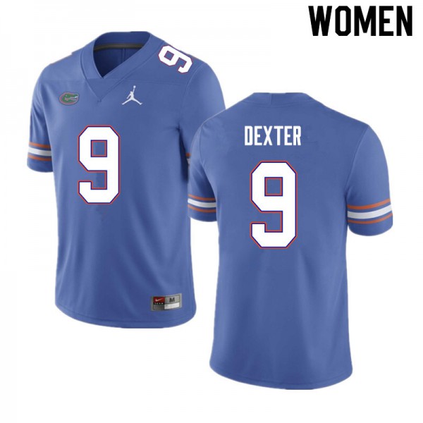 Women #9 Gervon Dexter Florida Gators College Football Jersey Blue